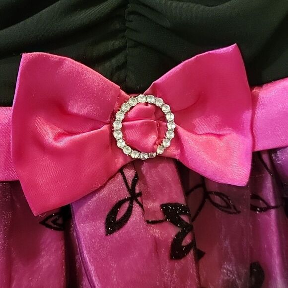 BCX GIRL BLACK AND FUCHSIA DROPPED WAIST FANCY PARTY DRESS, SIZE 10 - Picture 5 of 12